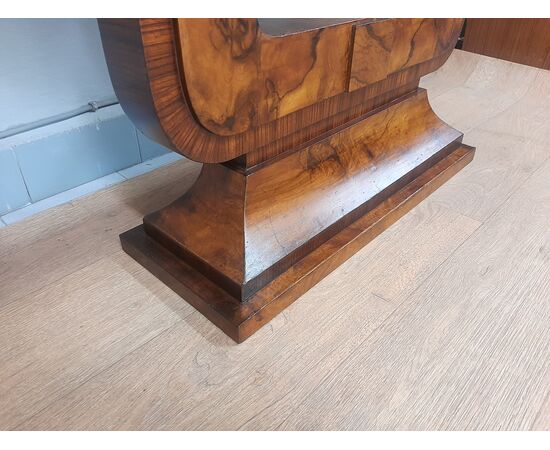 Coppia di grandi console art deco razionaliste in noce e radica anno 1930