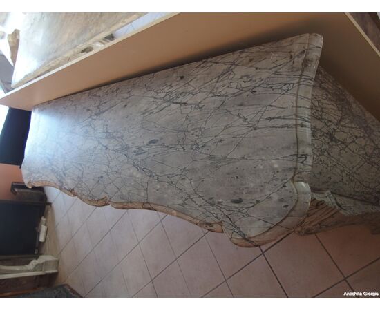 LOUIS XVI POMPADOUR STYLE GRAY MARBLE FIREPLACE FRANCE cm L134xW37xH108