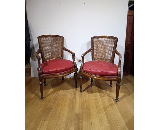 PAIR OF NEOCLASSICAL ARMCHAIRS LATE 18TH CENTURY PAIR OF NEOCLASSICAL ARMCHAIRS LATE 18TH CENTURY