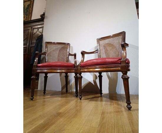 PAIR OF NEOCLASSICAL ARMCHAIRS LATE 18TH CENTURY PAIR OF NEOCLASSICAL ARMCHAIRS LATE 18TH CENTURY