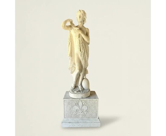 
Scultura di Ercole in Marmo Statuario su Base Neoclassica, XIX Secolo