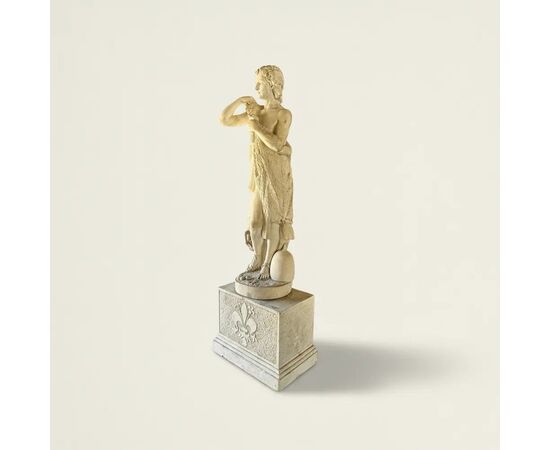 
Scultura di Ercole in Marmo Statuario su Base Neoclassica, XIX Secolo