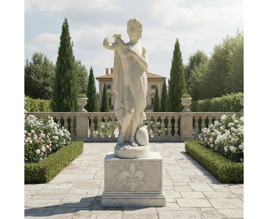 
Scultura di Ercole in Marmo Statuario su Base Neoclassica, XIX Secolo