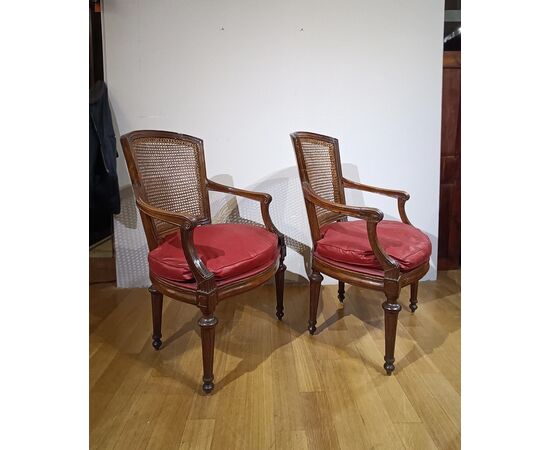 PAIR OF NEOCLASSICAL ARMCHAIRS LATE 18TH CENTURY PAIR OF NEOCLASSICAL ARMCHAIRS LATE 18TH CENTURY