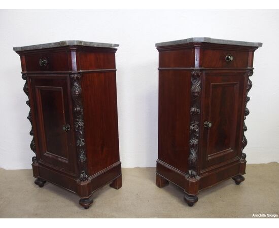 Copy of Louis Philippe mahogany feather bedside tables cm L53xP35xH88