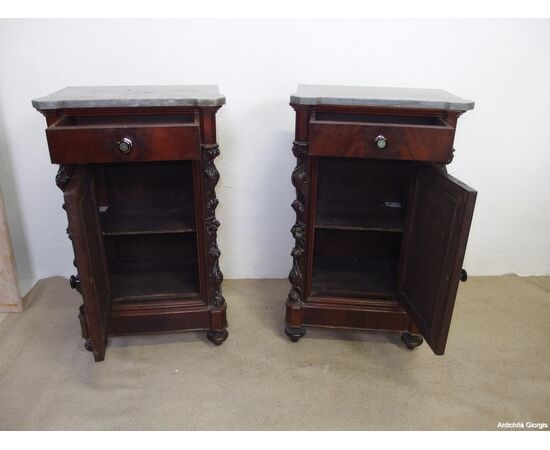 Copy of Louis Philippe mahogany feather bedside tables cm L53xP35xH88