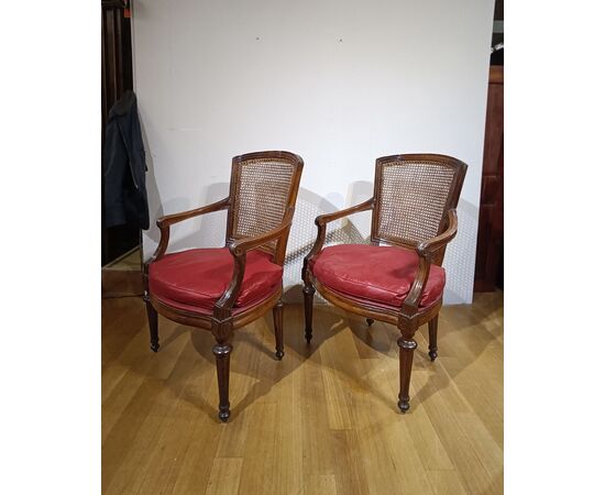 PAIR OF NEOCLASSICAL ARMCHAIRS LATE 18TH CENTURY PAIR OF NEOCLASSICAL ARMCHAIRS LATE 18TH CENTURY