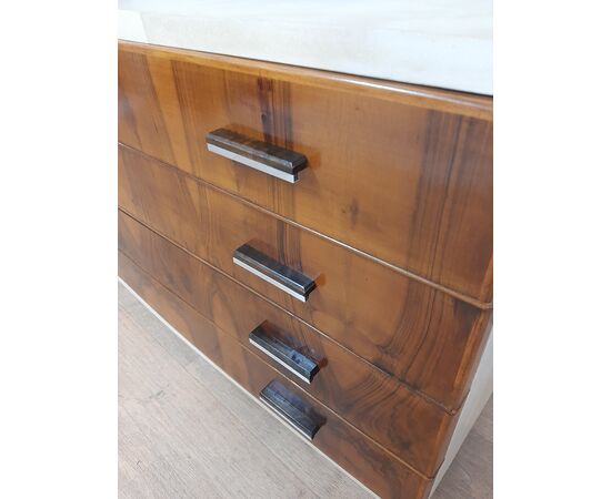 Art Deco chest of drawers with walnut and parchment covering, 1930-40