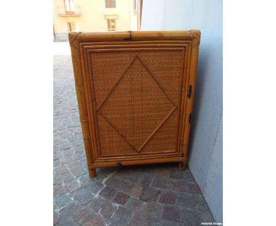 COMODINO IN VIMINI A DUE CASSETTI EPOCA 900