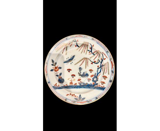 Majolica plate with 'ostrich' decoration. Felice Clerici manufacture. Milan.