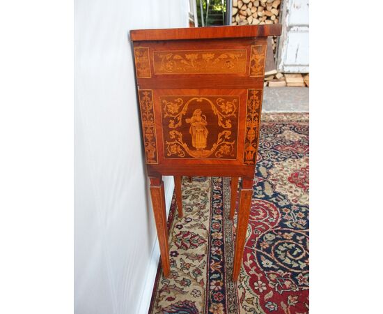 COPIA DI COMODINI INTARSIATI STILE LUIGI XVI EPOCA EPOCA FINE 800 PIEMONTE cm L42xP33xH86