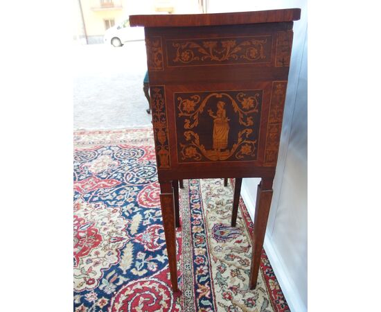 COPIA DI COMODINI INTARSIATI STILE LUIGI XVI EPOCA EPOCA FINE 800 PIEMONTE cm L42xP33xH86