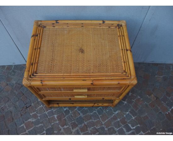 COMODINO IN VIMINI A DUE CASSETTI EPOCA 900