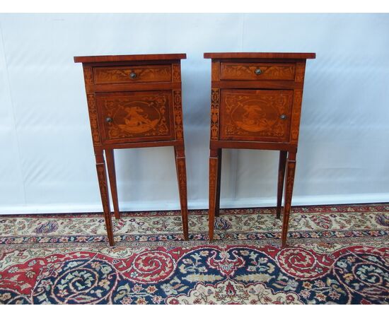 COPIA DI COMODINI INTARSIATI STILE LUIGI XVI EPOCA EPOCA FINE 800 PIEMONTE cm L42xP33xH86 COPIA DI COMODINI INTARSIATI STILE LUIGI XVI EPOCA EPOCA FINE 800 PIEMONTE cm L42xP33xH86