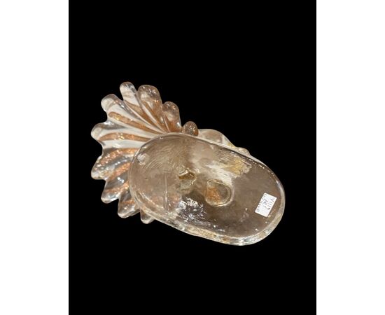 Angelo candeliere in vetro con fasce verticali in avventurina.Murano