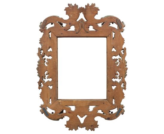 Large Baroque-style frame in carved and gilded wood. Bologna, late 19th century.