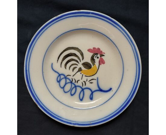 Pair of plates with rooster, Federico and Giuseppe Besio