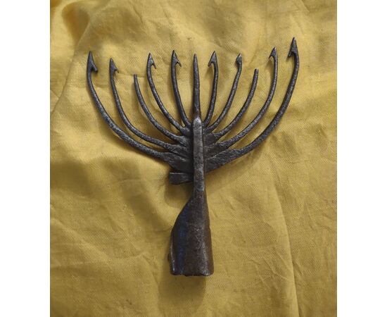 2 wrought iron harpoons from the 18th century for eel fishing