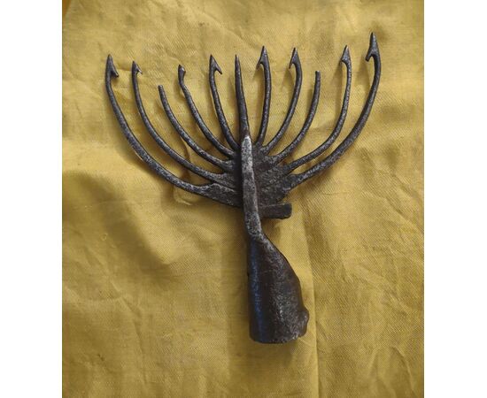 2 wrought iron harpoons from the 18th century for eel fishing