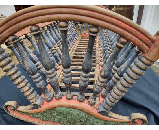 Rare Valsesian cradle in painted wood, 19th century