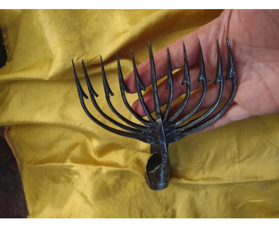 2 wrought iron harpoons from the 18th century for eel fishing