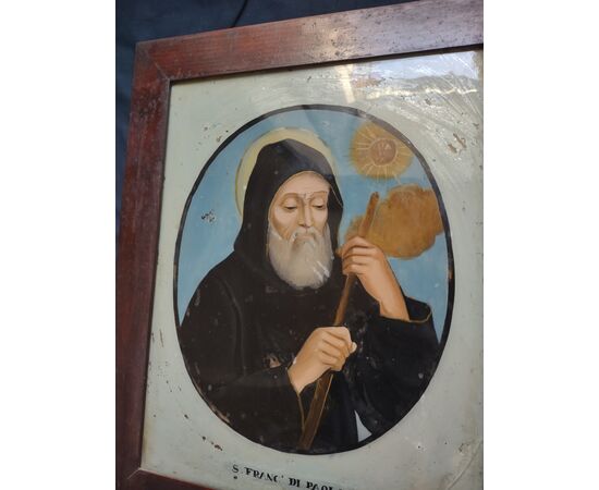 Glass painting depicting Saint Francis of Paola, 18th century