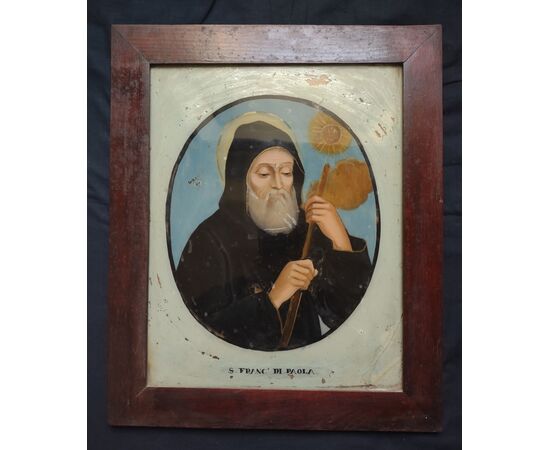 Glass painting depicting Saint Francis of Paola, 18th century
