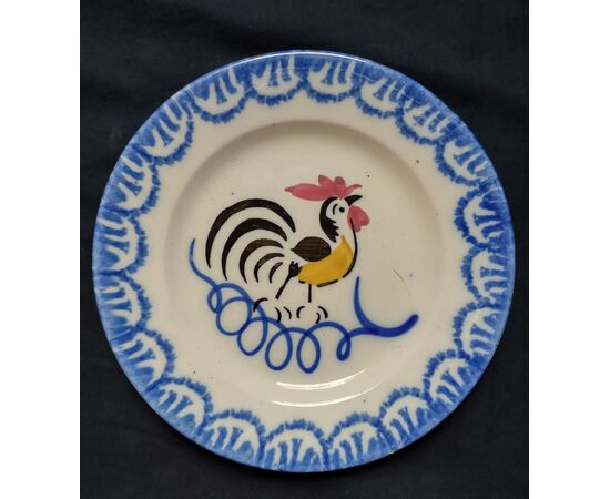Pair of plates with rooster, Federico and Giuseppe Besio