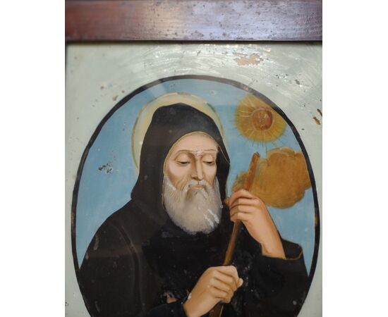 Glass painting depicting Saint Francis of Paola, 18th century
