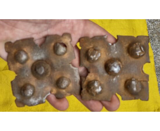 4 Large wrought and embossed iron nails, 17th-18th century