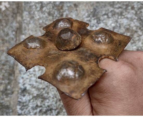 4 Large wrought and embossed iron nails, 17th-18th century