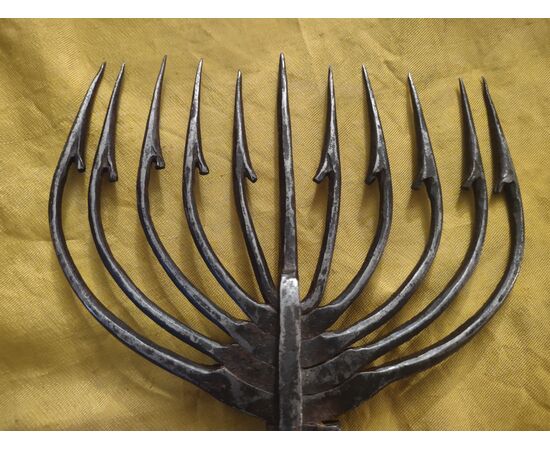 2 wrought iron harpoons from the 18th century for eel fishing