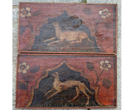 Pair of painted Brescian predellas