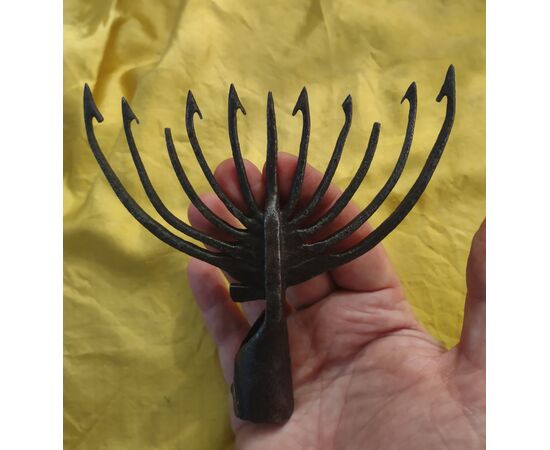 2 wrought iron harpoons from the 18th century for eel fishing