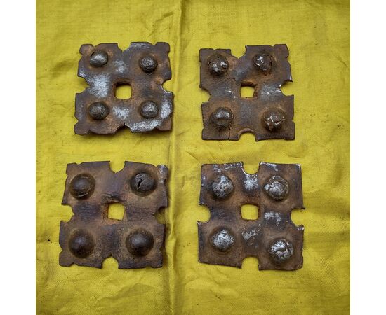 4 Large wrought and embossed iron nails, 17th-18th century