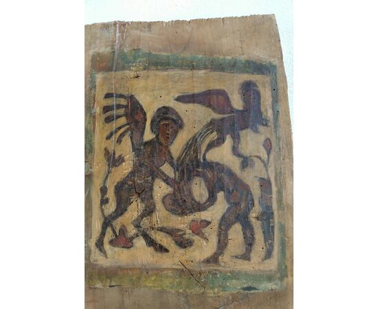 Eccezionale tavola di soffitto dipinta XV secolo