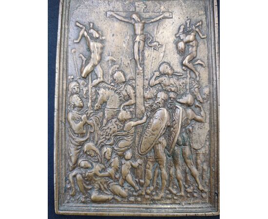 Galeazzo Mondella detto Il Moderno placchetta in bronzo raffigurante la crocifissione Galeazzo Mondella detto Il Moderno placchetta in bronzo raffigurante la crocifissione