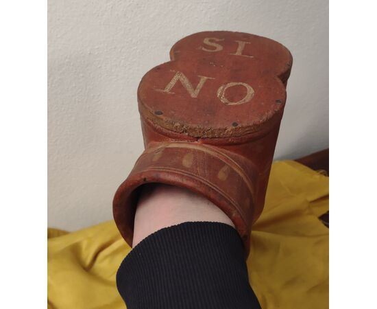 Painted wooden ballot box from the Marche region, 18th century