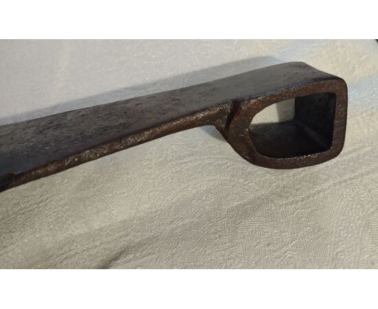 Forged and etched iron squaring axe from the 18th century