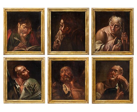 Circle of Giambattista Piazzetta (Venice 1683 - Venice 1754) - Six apostles in half-bust.