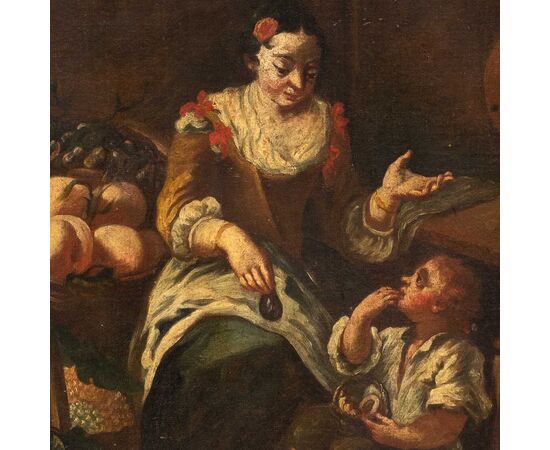 Pittore italiano (XVIII sec.) - La venditrice di frutta.