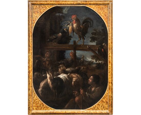 Felice Boselli (Piacenza 1650 - Parma 1732) - Shepherd with flock and game.