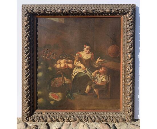 Pittore italiano (XVIII sec.) - La venditrice di frutta.