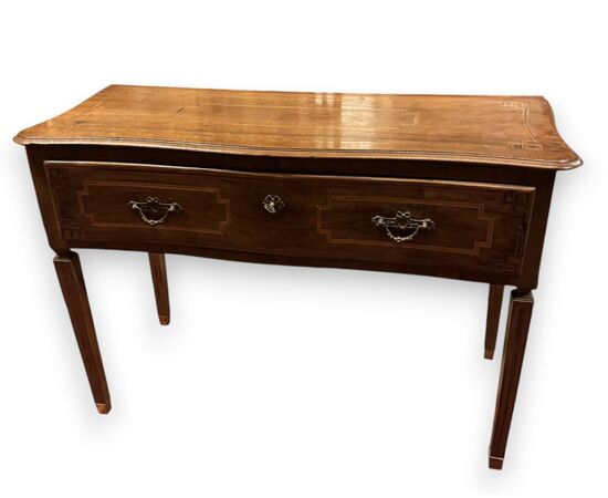 TAV328 - Tavolo scrittoio in legno lastronato, epoca '800, misura cm L 123 x H 82 x P 52