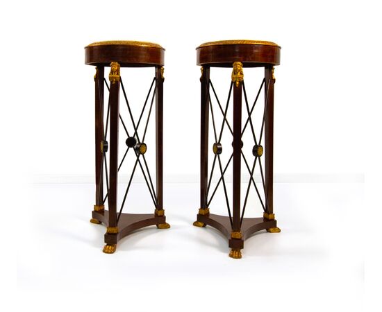 Pair of mahogany gueridons, Empire style, early 20th century
