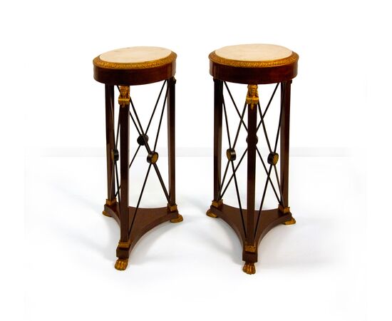Pair of mahogany gueridons, Empire style, early 20th century