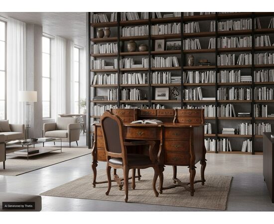"Mazzarino style" desk veneered in walnut and burr walnut, 18th century