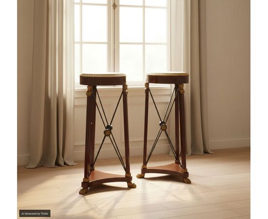 Pair of mahogany gueridons, Empire style, early 20th century