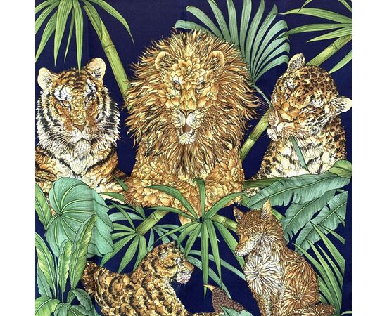 SALVATORE FERRAGAMO Foulard Vintage in Seta Col. Blu