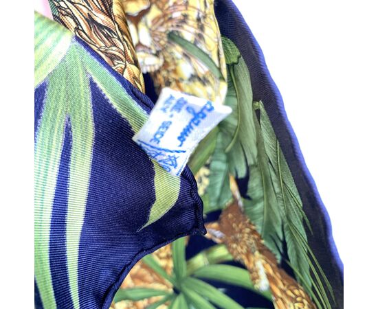 SALVATORE FERRAGAMO Foulard Vintage in Seta Col. Blu